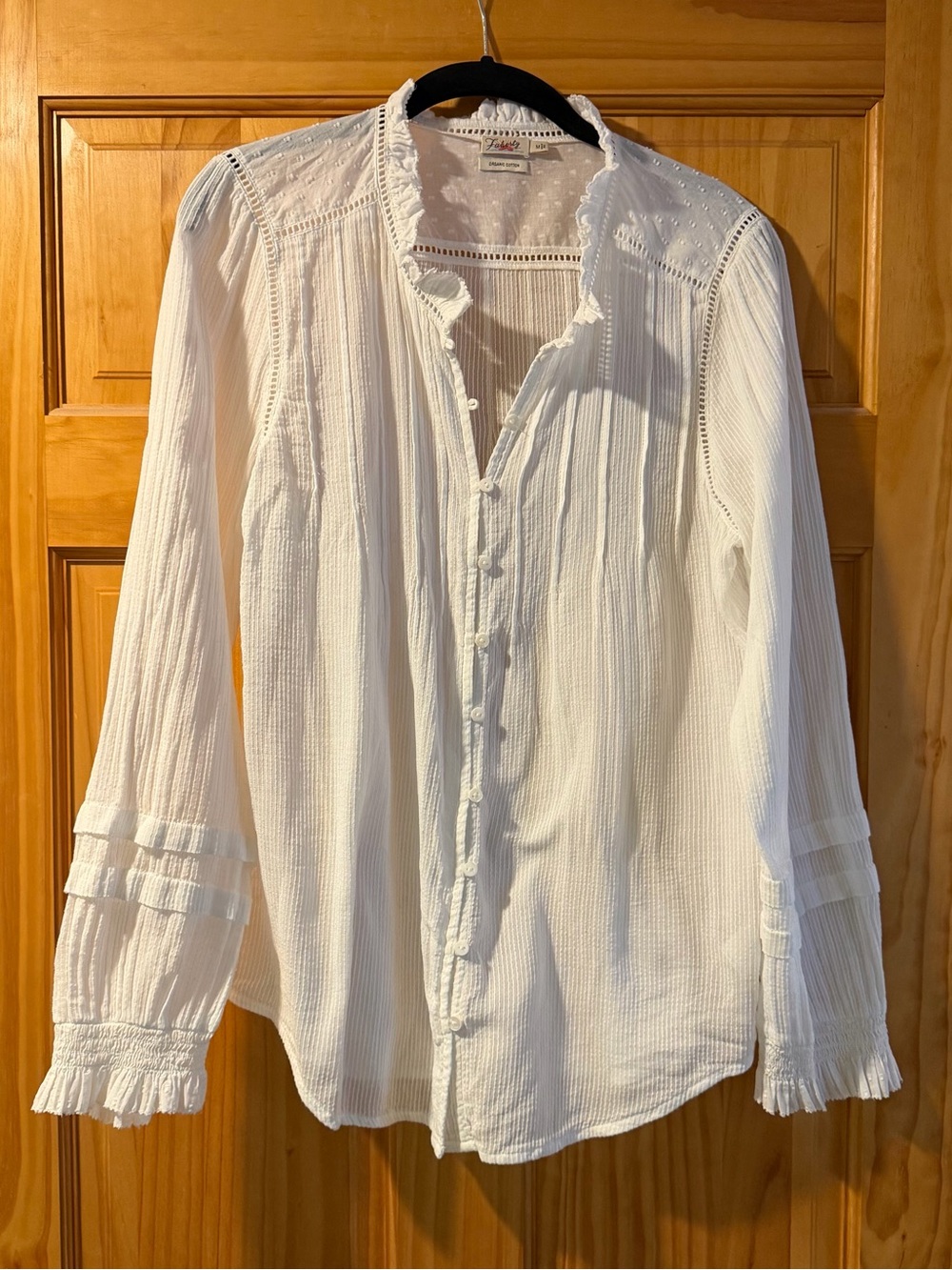 Faherty Willow Feminine Blouse White. Size M. 100% Cotton.